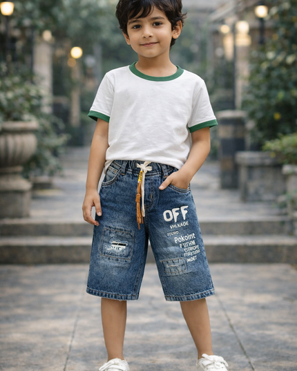 boy wearing stylish cotton capris comfortable kids summer clothing