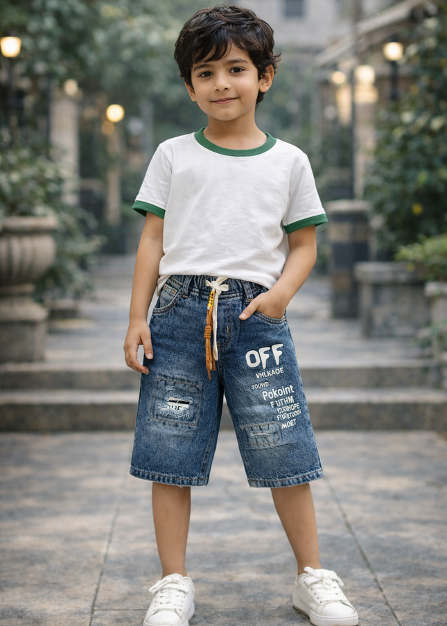 boy wearing stylish cotton capris comfortable kids summer clothing