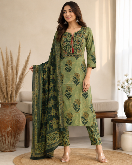 LADIES KURTI SET CODE-A262 Women’s Printed Kurta Pant Set with Dupatta – Ethnic Floral 3-Piece Suit