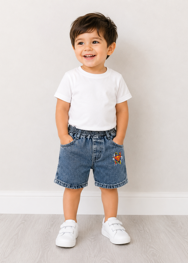 BOYS SHORT CODE-B70 He and She Boys Denim Shorts | Comfortable Elastic Waist Casual Shorts for Kids