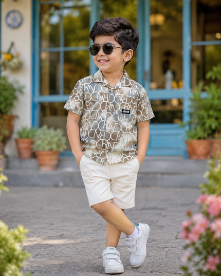BOYS SHIRTS CODE-B80 He and She Boys Printed Half Sleeve Casual Shirt – Trendy Summer Wear Shirt for Kids