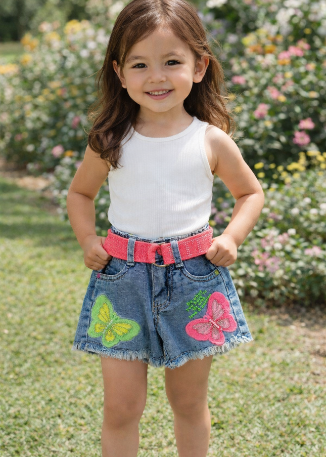Girls Butterfly Patch Denim Shorts – Kids Summer Casual Shorts | He And She