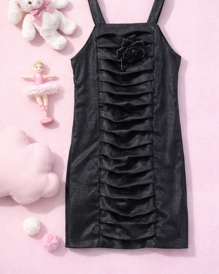 Girls Black Ruffle Party Dress | Sleeveless Stylish Kids Dress | He and She