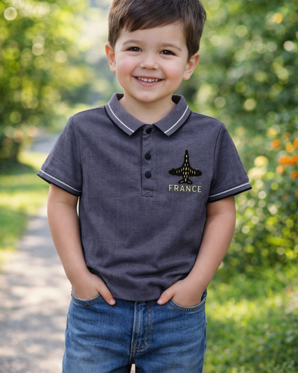 Boys Grey Polo T-Shirt with Collar | Premium Casual Kidswear by He & She