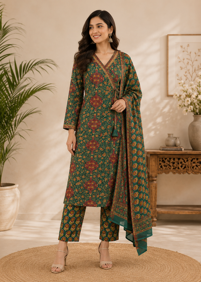 He And She Women’s Printed Kurti Set with Dupatta | Ethnic Wear for Women