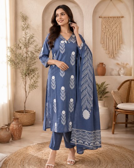 He And She Women’s Printed Kurti Set with Dupatta | Ethnic Wear Set for Women