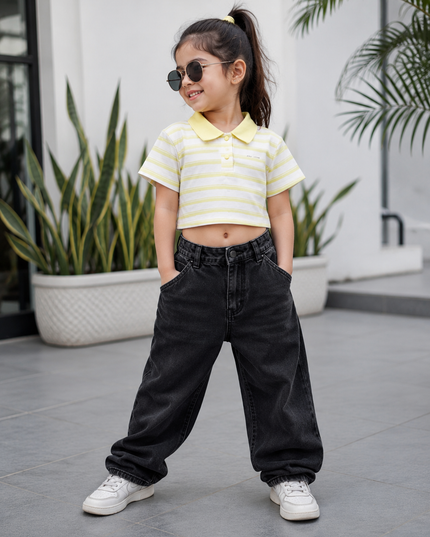 Girls Trendy Cotton Crop Top for Kids | Stylish Casual Wear Top by He And She