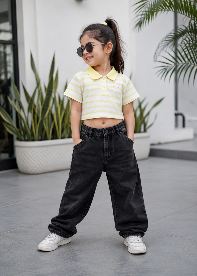 Girls Trendy Cotton Crop Top for Kids | Stylish Casual Wear Top by He And She