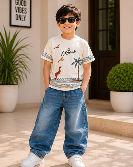 He and She Boys Tropical Graphic Printed T-Shirt