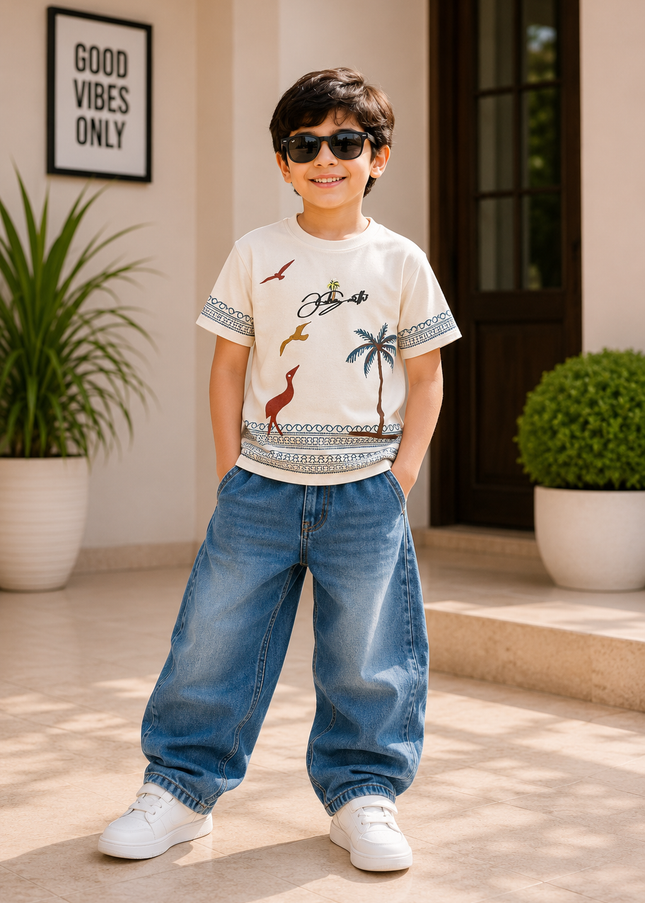 He and She Boys Tropical Graphic Printed T-Shirt
