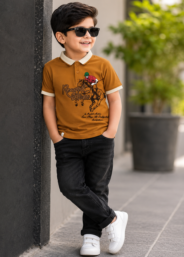 He and She Boys Lavender Polo T-Shirt | Airplane Embroidered Casual Collar Tee