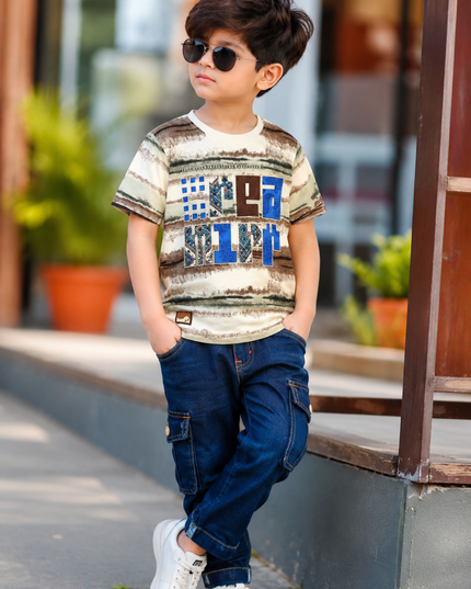 He and She Boys Printed Cotton T-Shirt | Stylish Casual Half Sleeve Kids Tee