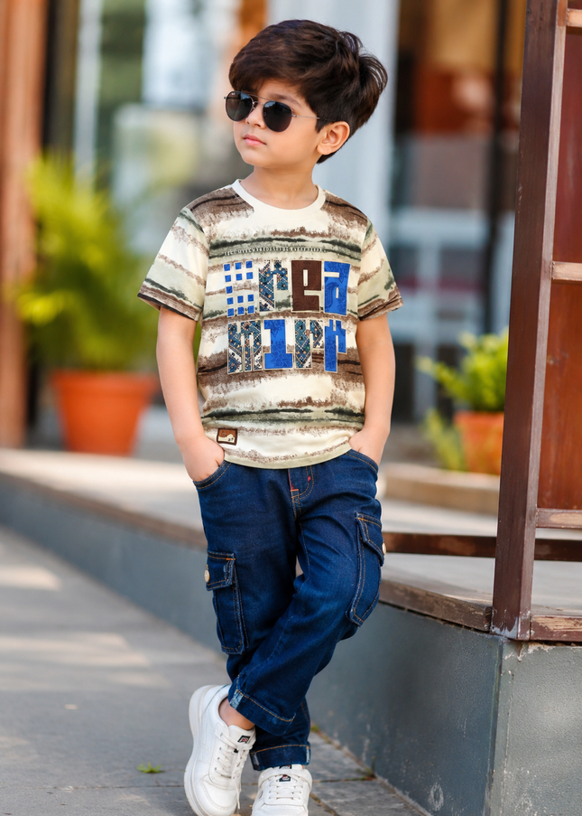 He and She Boys Printed Cotton T-Shirt | Stylish Casual Half Sleeve Kids Tee