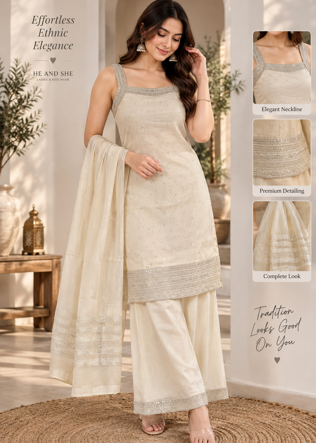 L.P;AZO SET A476 Women’s Embroidered Palazzo Set with Dupatta