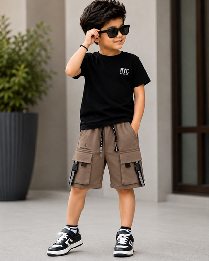 BOYS SHORT CODE-A137 Boys Stylish Cargo Capris with Utility Pockets | He and She