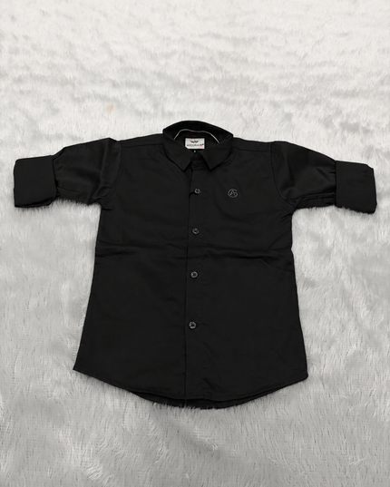 BOYS SHIRTS CODE-B94 He And She Boys Solid Full Sleeve Cotton Blend Casual Shirt – Black & Wine