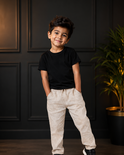 BOYS PANT CODE-B51 He And She Boys Cotton Casual Pant – Soft & Comfortable Regular Fit Kids Trouser (Cream Beige)