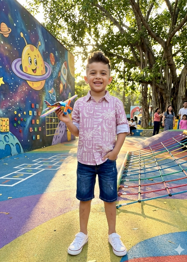 Boys Pink Printed Casual Shirt – Stylish Half Sleeve Kids Cotton Shirt |