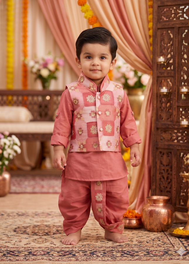 Boys Ethnic Koti Jacket – Stylish Festive Wear for Kids | He & She