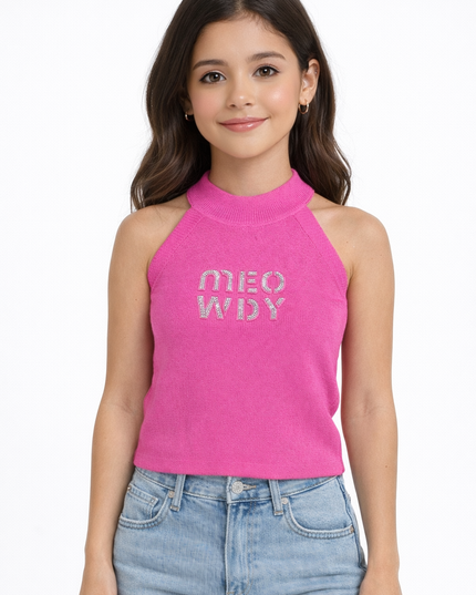 Girls Pink Halter Neck Top – Stylish Kids Casual Wear