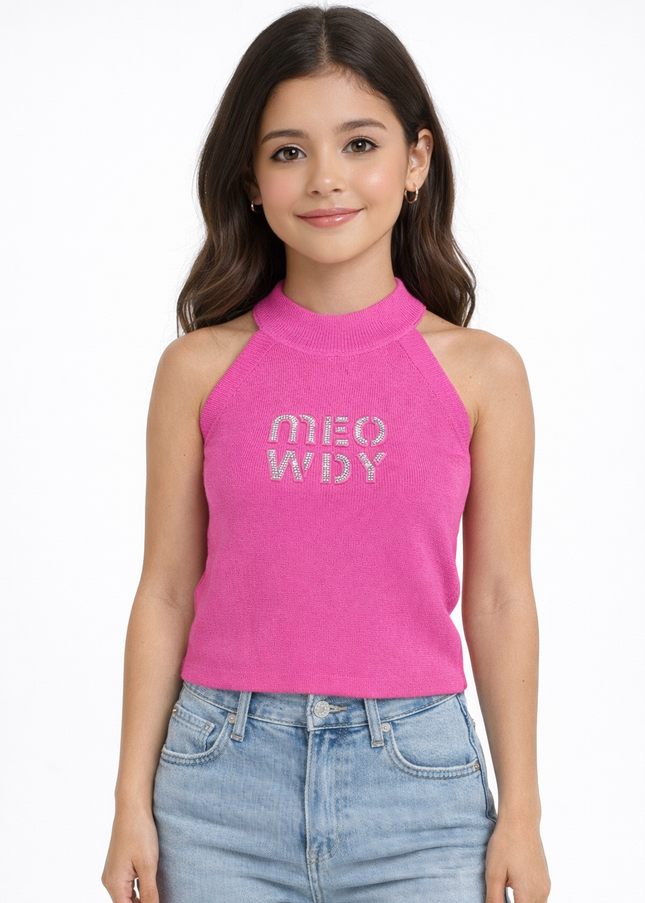 Girls Pink Halter Neck Top – Stylish Kids Casual Wear