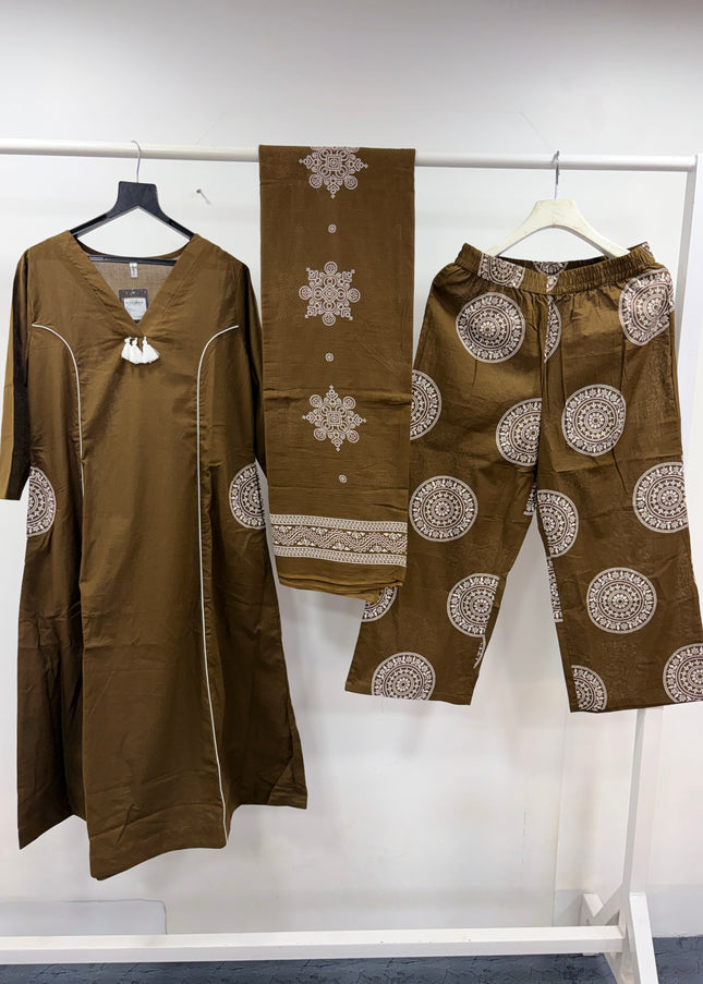 Women Printed Kurti Set with Palazzo & Dupatta | Ethnic Wear for Women | He and She