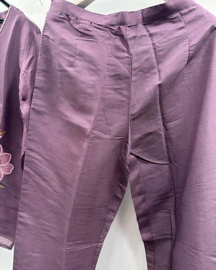 He And She Women’s Purple Embroidered Cord Set | Stylish Casual & Ethnic Co-Ord Set for Women