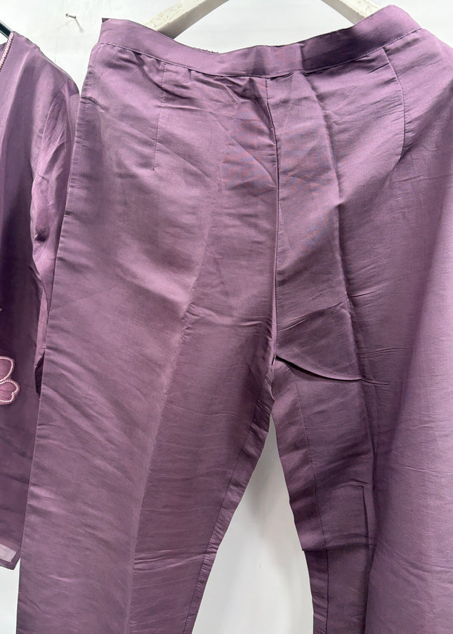 He And She Women’s Purple Embroidered Cord Set | Stylish Casual & Ethnic Co-Ord Set for Women