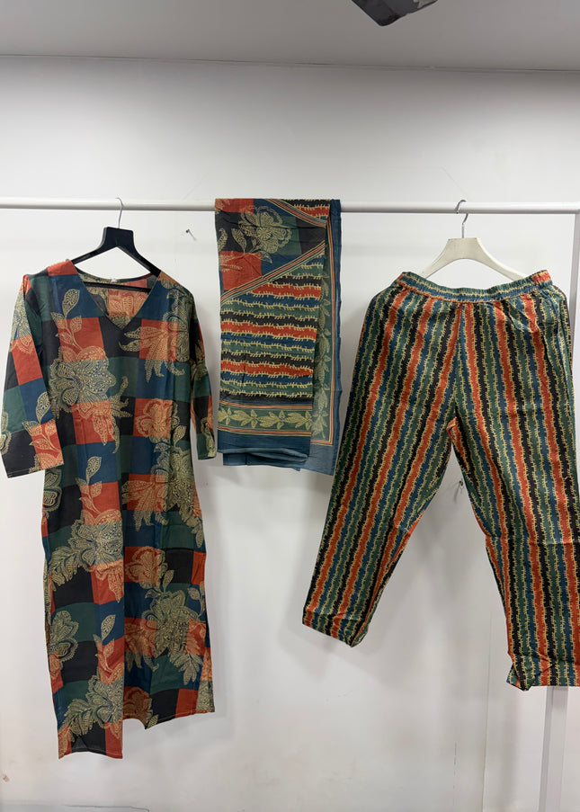 He And She Women Printed Kurti Pant Dupatta Set | Stylish Ethnic Wear for Women