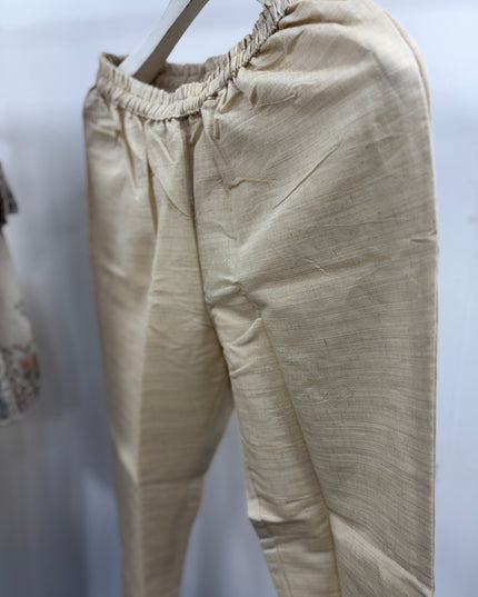 He And She Women’s Beige Embroidered Kurti Pant Dupatta Set