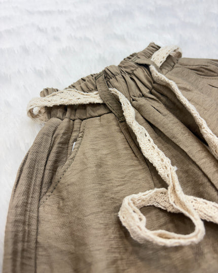 He and She Girls Wide-Leg Comfort Crop Pants – Trendy Kids Linen-Blend Trousers
