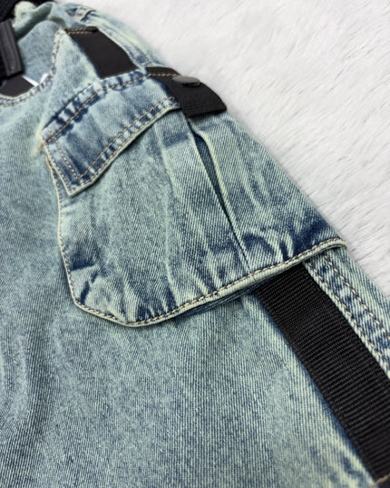 BOYS CAPRY CODE-B69 He and She Boys Denim Cargo Capri with Adjustable Belt | Stylish Casual Capri Shorts for Kids