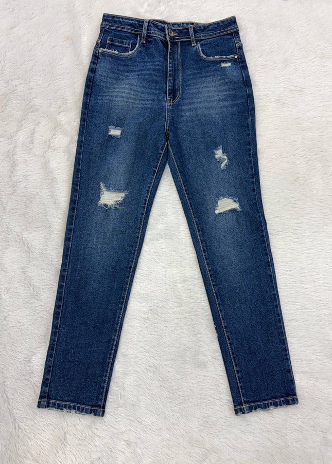 LADIES PANT CODE-B73 He and She Women's High Waist Distressed Blue Denim Jeans | Casual Regular Fit Jeans