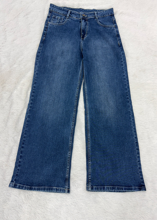 LADIES JEANS CODE-B72 He and She Women's High Waist Wide Leg Denim Jeans | Blue Casual Fit Jeans