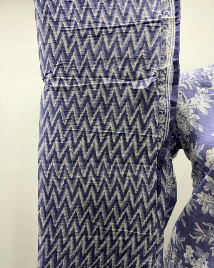 LADIES  DRESS CODE-A60 He And She Women's Lavender Floral Printed Kurti Set with Printed Pants & Dupatta