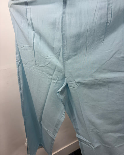 LADIES COTS CODE- A51 He & She Women's Embroidered Co-Ord Set | Premium Shirt & Palazzo Set | Beige & Sky Blue