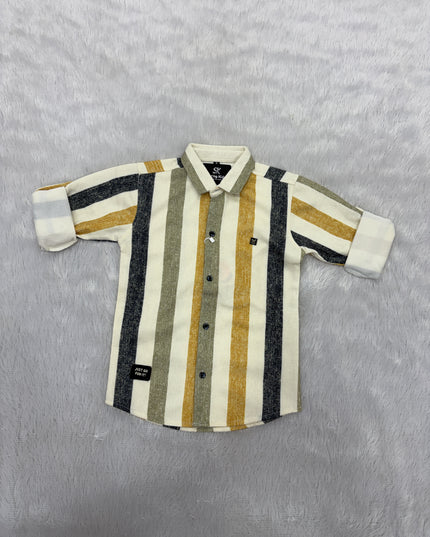 BOYS SHIRTS CODE-B86 He and She Boys Vertical Striped Full Sleeve Casual Shirt | Premium Cotton Blend | Kids Fashion Shirt