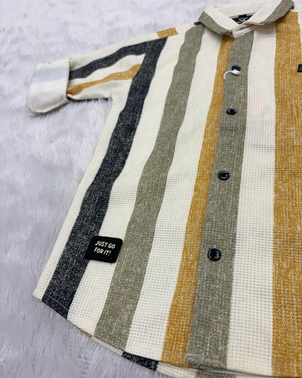 BOYS SHIRTS CODE-B86 He and She Boys Vertical Striped Full Sleeve Casual Shirt | Premium Cotton Blend | Kids Fashion Shirt