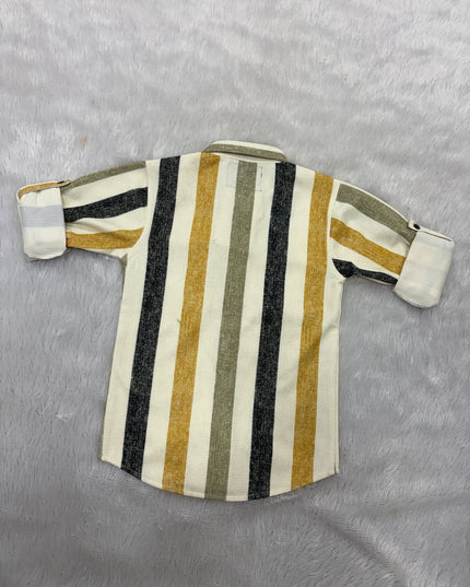 BOYS SHIRTS CODE-B86 He and She Boys Vertical Striped Full Sleeve Casual Shirt | Premium Cotton Blend | Kids Fashion Shirt
