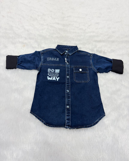 BOYS SHIRTS CODE-B88 He and She Boys Urban Denim Shirt | Full Sleeve Casual Cotton Blend Shirt for Kids