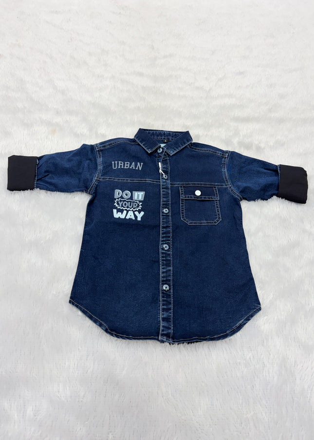 BOYS SHIRTS CODE-B88 He and She Boys Urban Denim Shirt | Full Sleeve Casual Cotton Blend Shirt for Kids