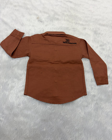 BOYS SHIRTS CODE-B90 He and She Boys Brown Full Sleeve Casual Cotton Shirt | Stylish Party & Casual Wear for Kids