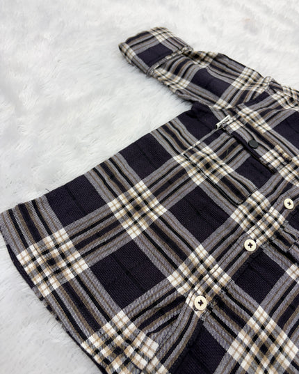 BOYS SHIRTS CODE-B83 Boys Black & Beige Checkered Full Sleeve Cotton Casual Shirt | He And She