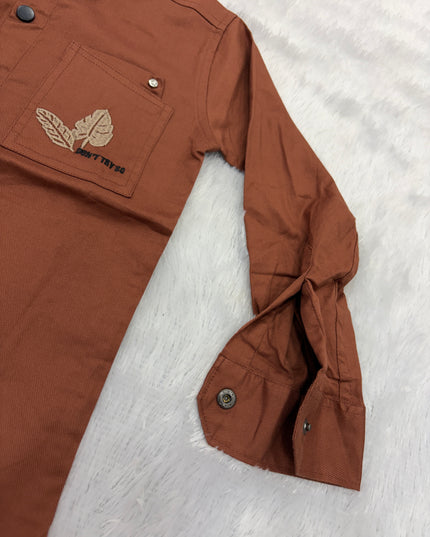BOYS SHIRTS CODE-B79 He and She Boys Rust Brown Full Sleeve Casual Shirt | Stylish Party Wear Shirt for Kids