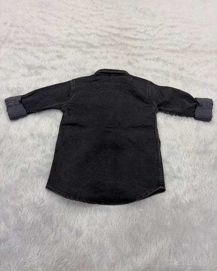 BOYS SHIRTS CODE-B77 He And She Boys Black Denim Casual Shirt | Stylish Full Sleeve Kids Shirt
