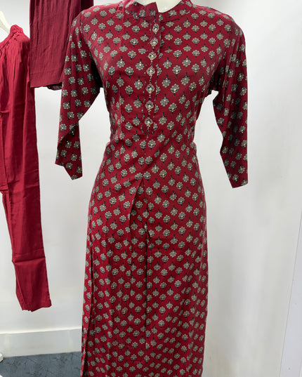 LADIES KURTI SET CODE-A124 Women's Printed Kurti Pant Set with Dupatta | Ethnic Straight Fit Suit Set
