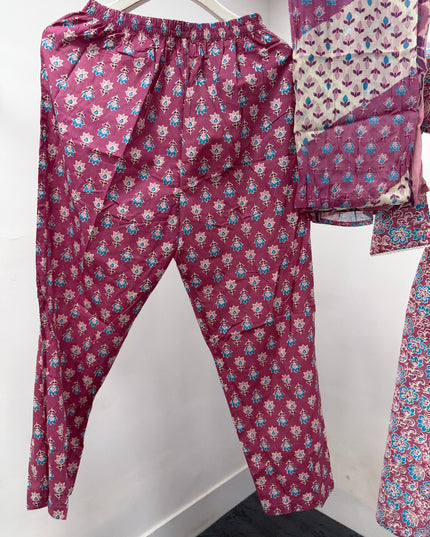 LADIES KURTI SET CODE-A109 Women's Printed Cotton Blend Kurta Set with Straight Pants & Dupatta | Tomato & Onion