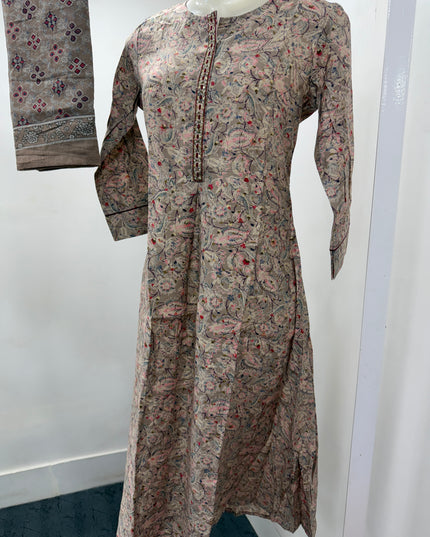 LADIES KURTI SET CODE-A125 Women's Mehendi Floral Printed A-Line Kurta Pant Dupatta Set | 3-Piece Ethnic Suit
