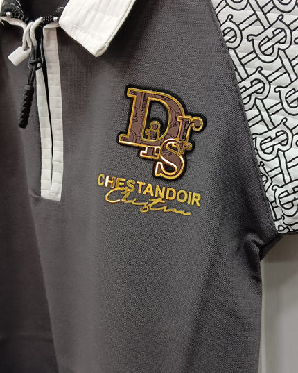 Boys Dark Grey Polo T-Shirt with Printed Sleeves – Premium Casual Wear | He and She