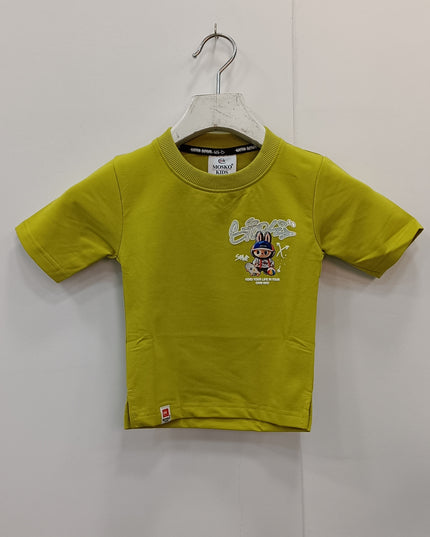 Boys Lime Green Graphic T-Shirt | Kids Casual Cotton Half Sleeve Tee